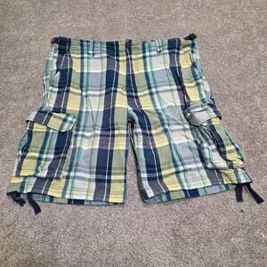 Parachute y2k surplus outdoor madras plaid cargo old navy utility shorts sz 36